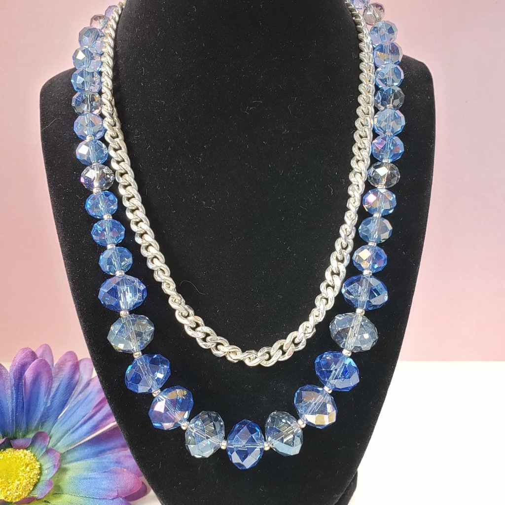 Anne Klein Crystal Bead Silver Chain Necklace 12$